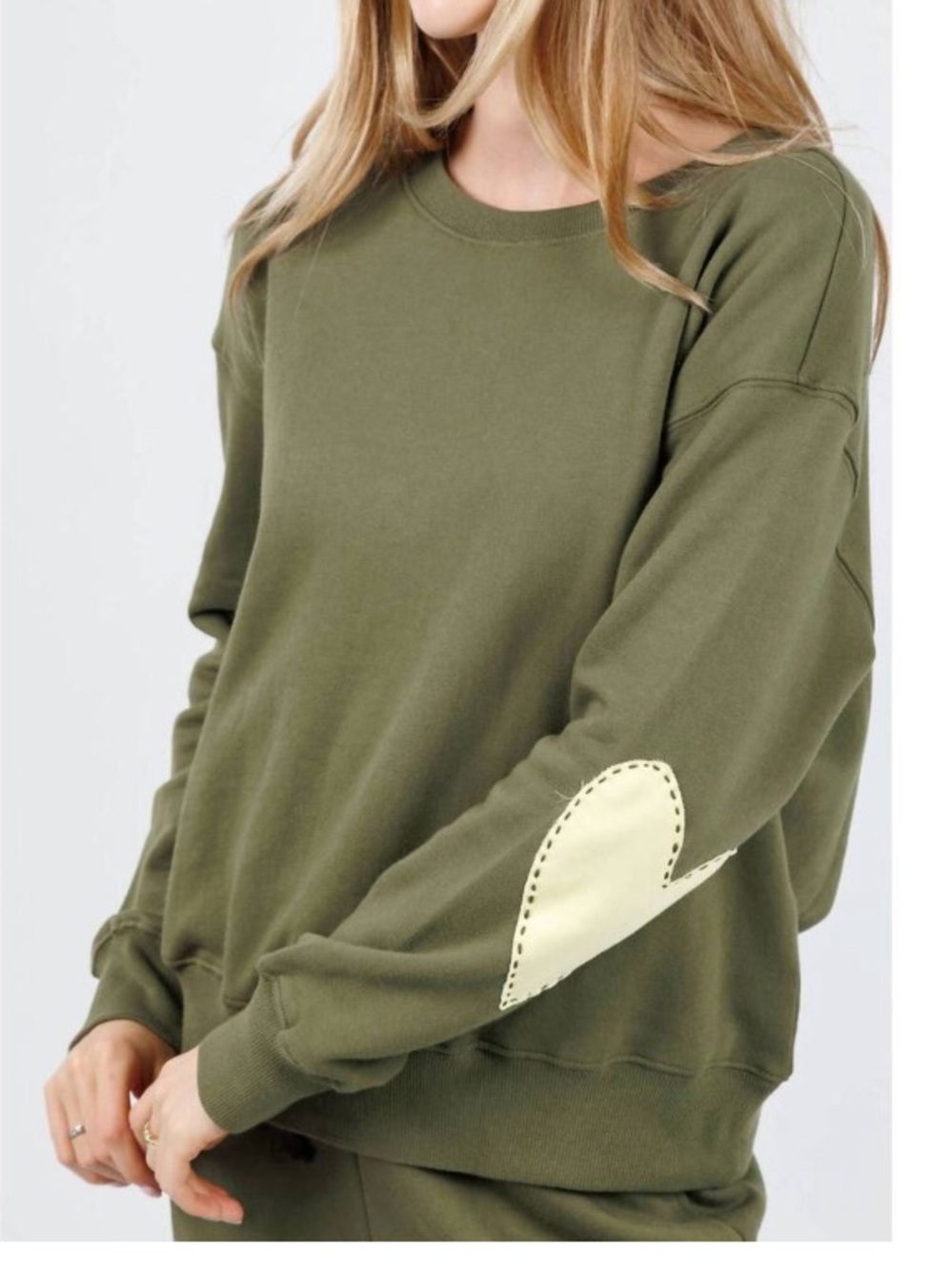 Kerri Rosenthal Ex-Boyfriend Imperfect Heart Sweatshirt in Army Green Small